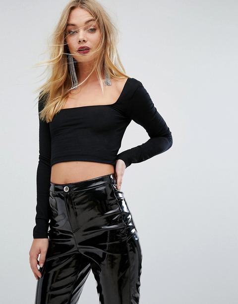 Miss Selfridge - Maglia Corta A Maniche Lunghe - Nero