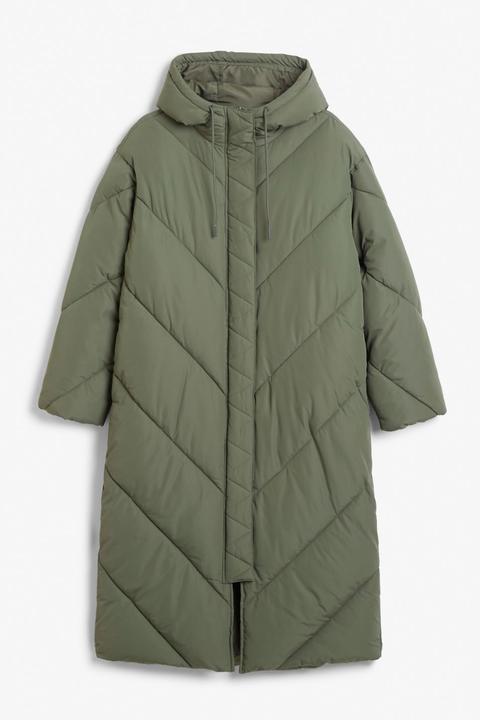 Long Puffer Coat - Green