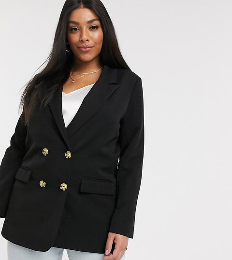 Vero Moda Curve Double Breasted Blazer In Black