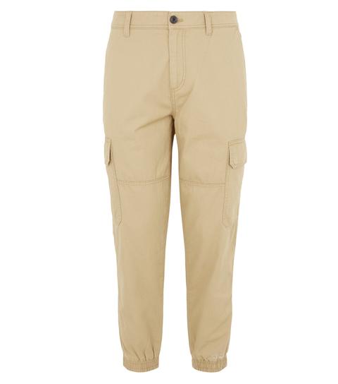 Men's Tan Cuffed Cargo Trousers New Look