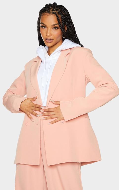 Peach Woven Double Breast Blazer