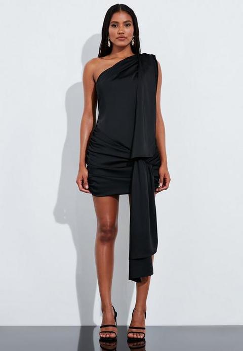 black satin tie dress