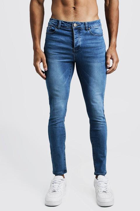 mens blue super skinny jeans