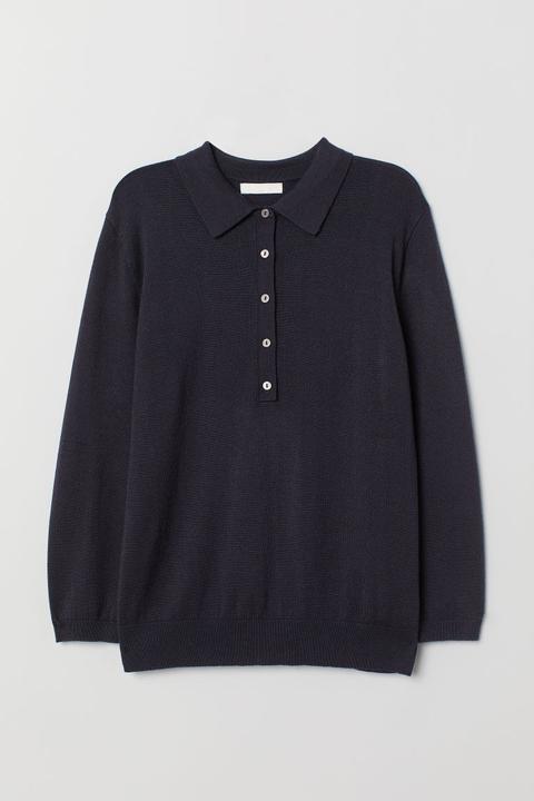 H & M - Pullover Con Colletto - Blu