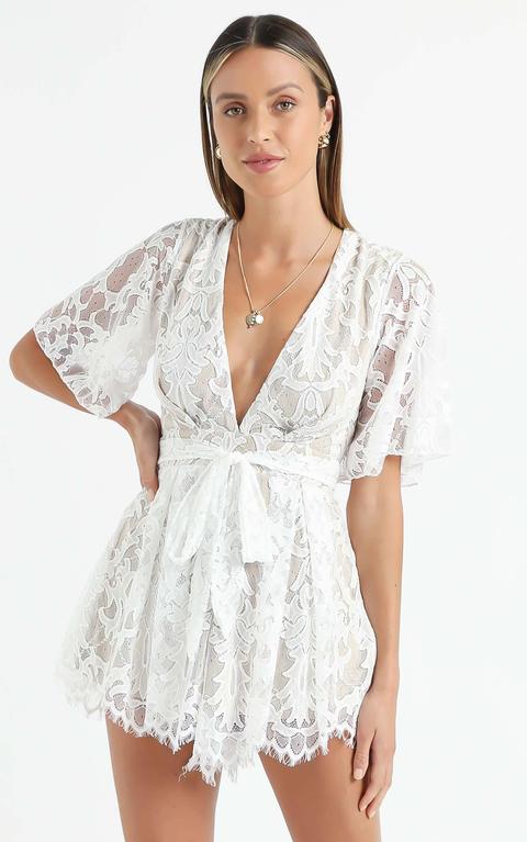 Break The Bar Playsuit In White Lace