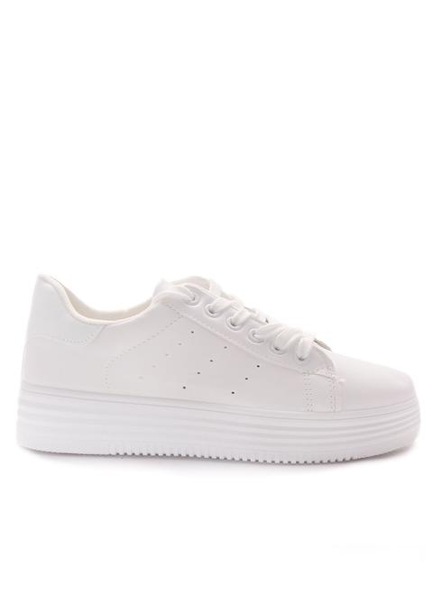 Eva White Faux Leather Chunky Trainers