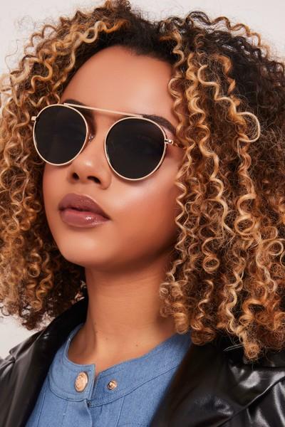 Christie Gold & Black Circle Aviator Sunglasses