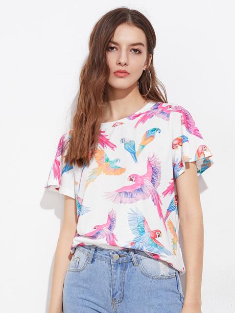 Allover Parrot Print T-shirt