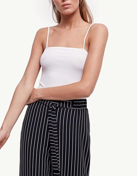 Maglietta Cropped Bretelle Ecru