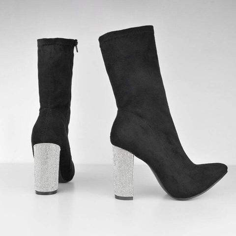 Tonja - Diamonds Heels Boots In Black