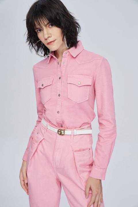 Camicia In Jeans Con Stampa Pop