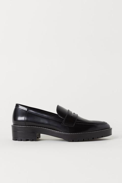 Loafer Aus Leder - Schwarz - Damen