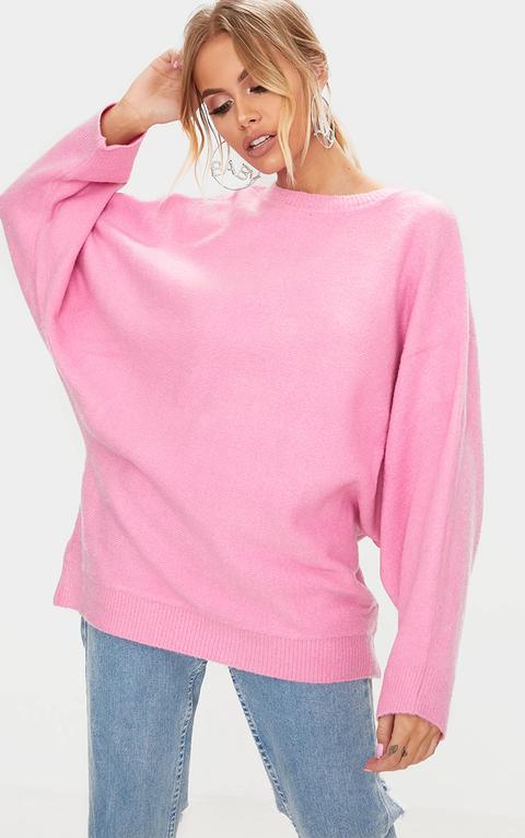 Pink Oversized Knitted Jumper, Pink