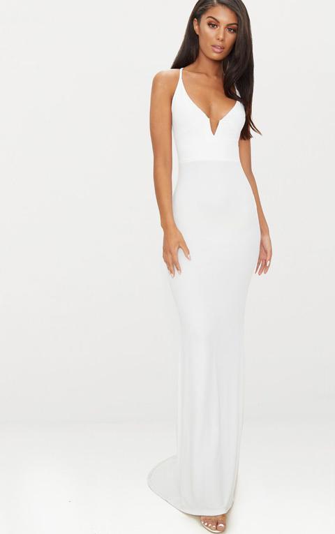 White V Bar Backless Maxi Dress