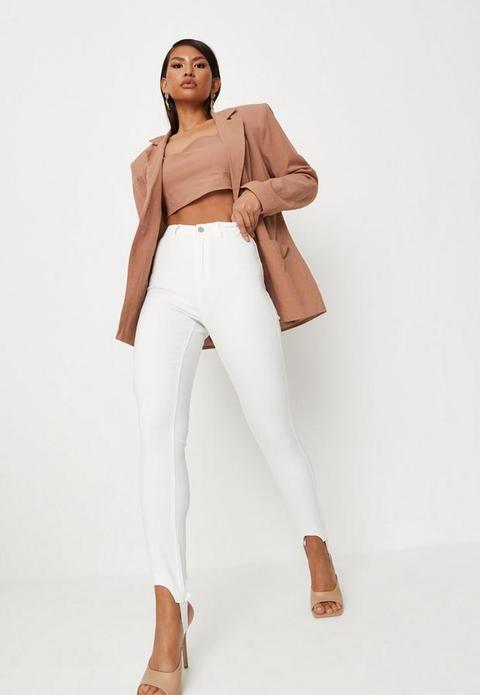 White Co Ord Stirrup Denim Leggings, White