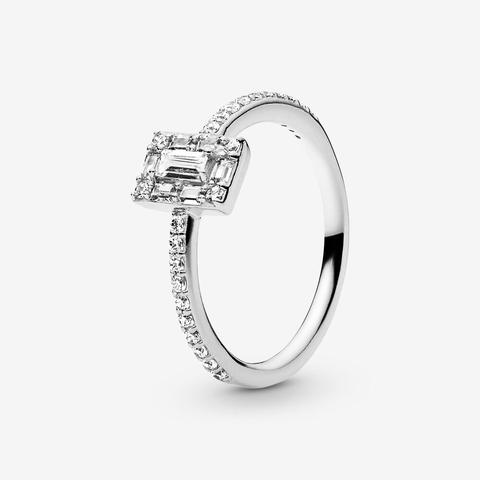 Pandora Sparkling Square Halo Ring - Sterling Silver / Clear