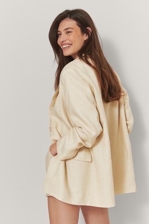 Linen Marked Shoulder Blazer