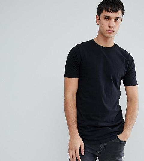 Asos Design Tall - T-shirt Girocollo Lunga Nera - Nero