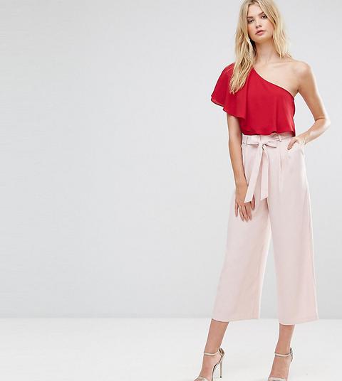 Asos Tall - Gonna Pantalone Sartoriale Con Cintura In Crêpe - Rosa