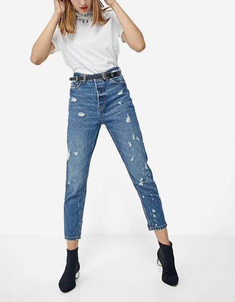 Pantaloni Denim Mom Fit Vintage Jeans Medio