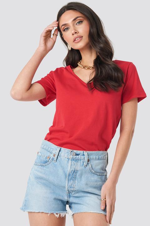 Na-kd Basic V-neck Tee - Red