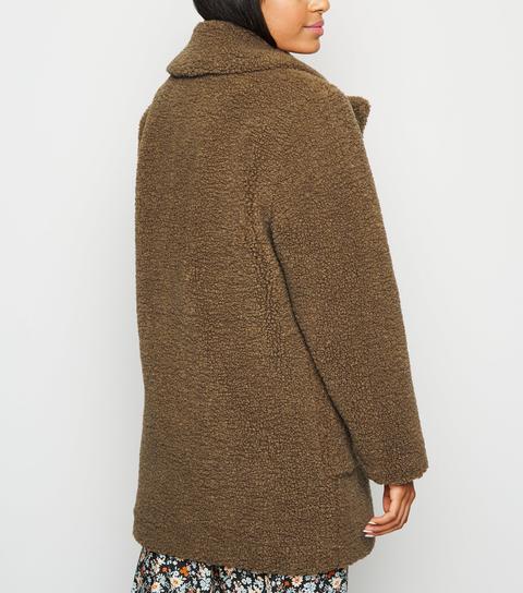 Petite Rust Teddy Coat New Look