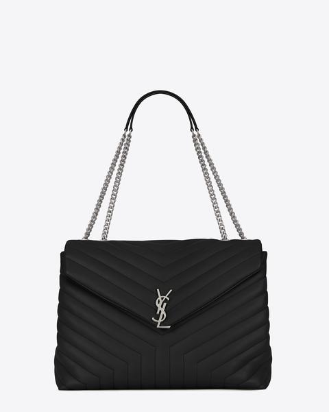 Large Loulou Chain Bag In Black "y" Matelassé Leather