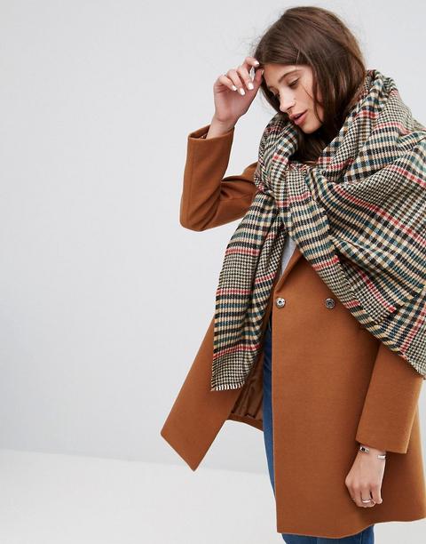 Asos - Sciarpa Oversize Quadrata In Tweed - Marrone