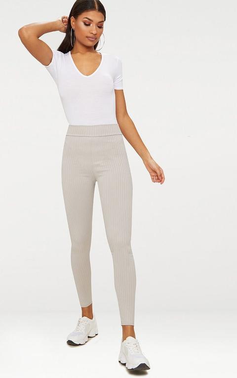 Harlie Grey Ribbed High Waisted Leggings