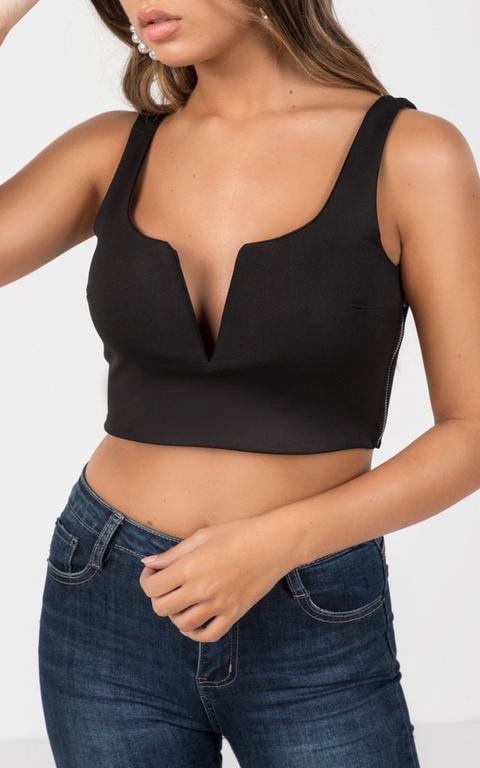 Deep V Neckline Cropped Tank Top