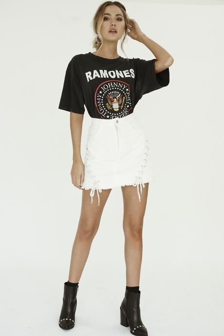 Shades Of Danger Denim Mini Skirt // White