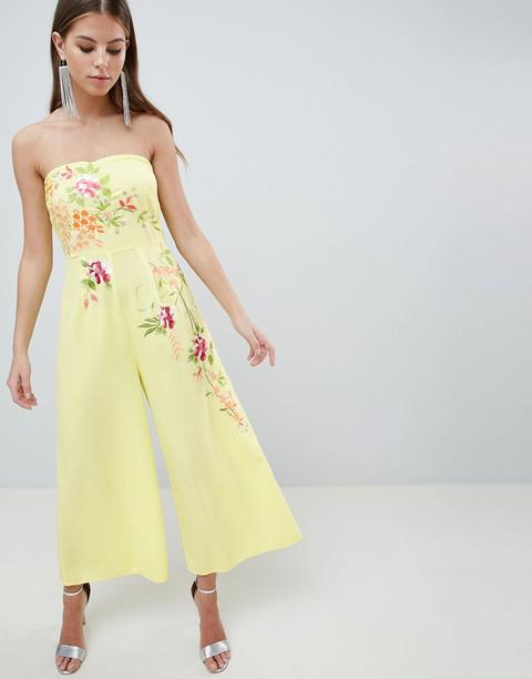 Mono Largo Palabra De Honor Con Bordados De Asos Design-multicolor