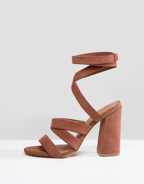 Sandalias De Tacón De Bloque Halliwell De Asos Design-marrón