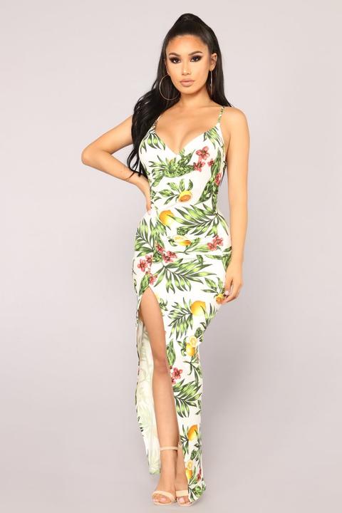 Mile High Club Tropical Dress - White