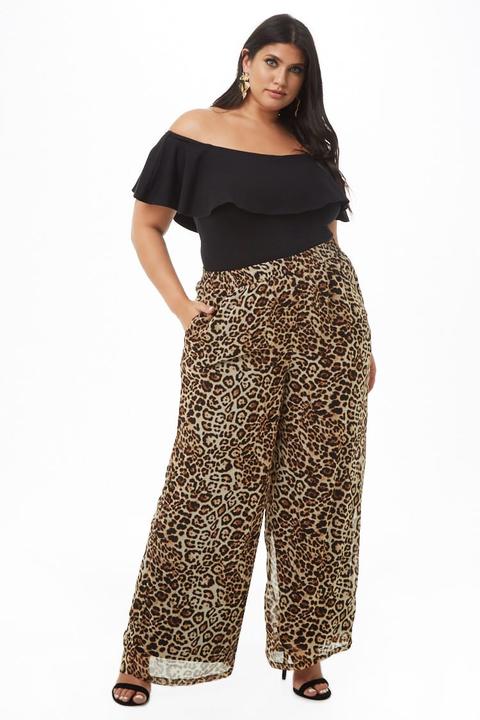 Pantaloni Palazzo Con Stampa Leopardata