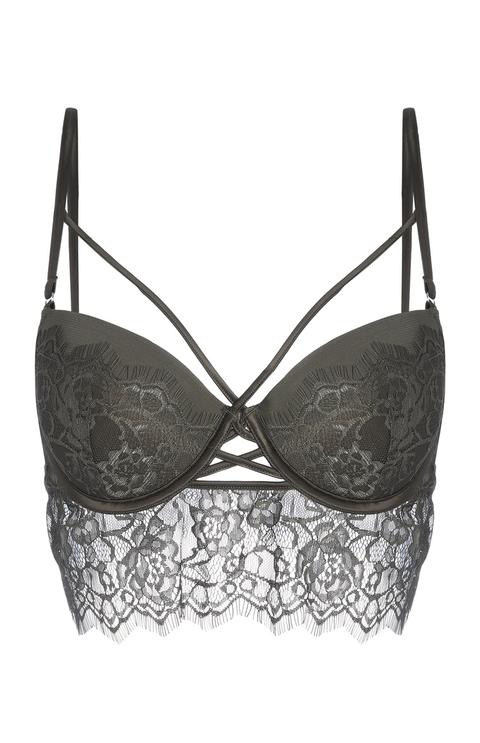 Bralette Color Kaki In Pizzo