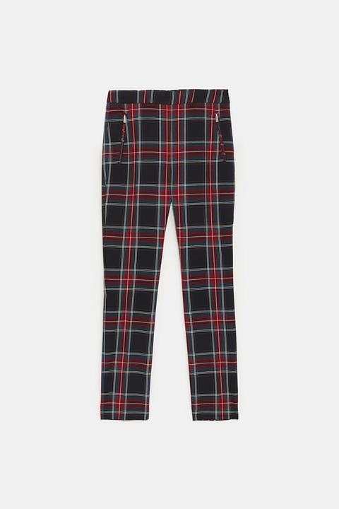 Plaid Pants With Zippers from Zara on 