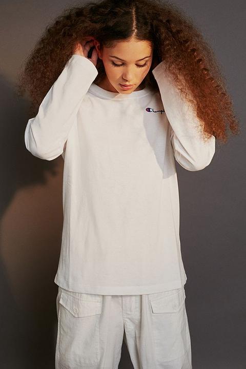 Champion Logo White Long-sleeve T-shirt