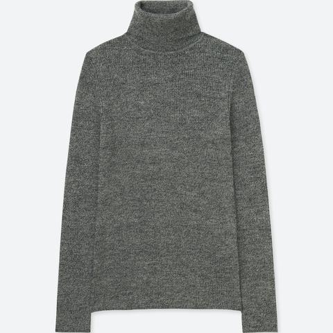 Women Extra Fine Merino Ribbed Turtleneck Jumper