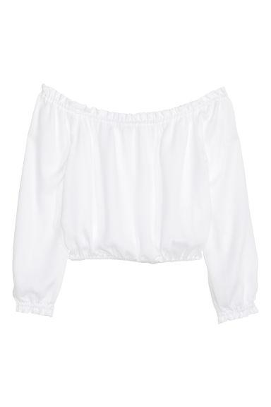 H & M - Top Corto Spalle Scoperte - Bianco