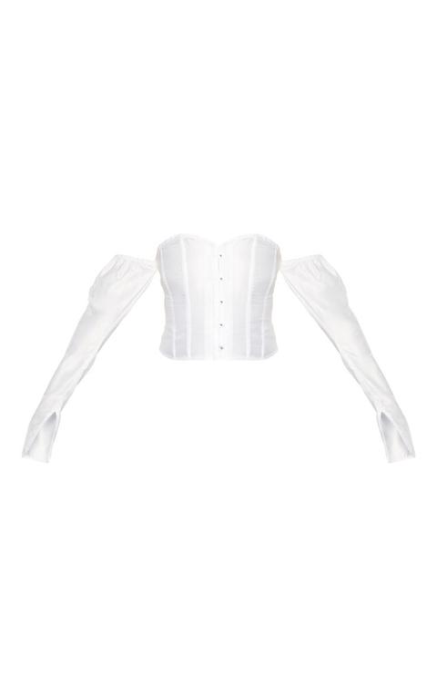 white satin long sleeve top