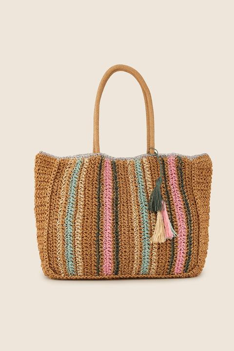 Bolso Shopper Rafia Rayas