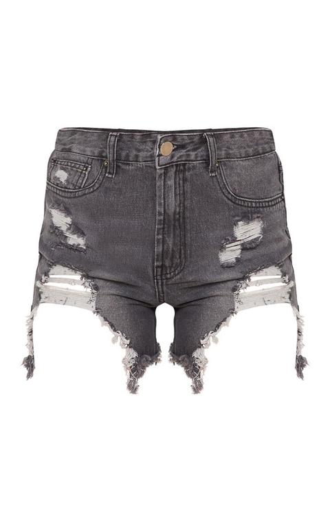 distressed denim shorts black