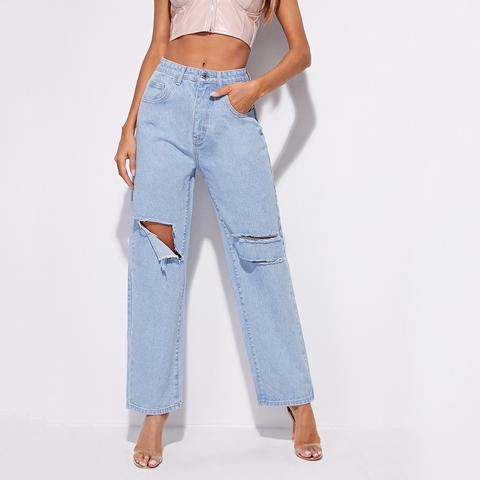 High-waisted Ripped Baggy Jeans