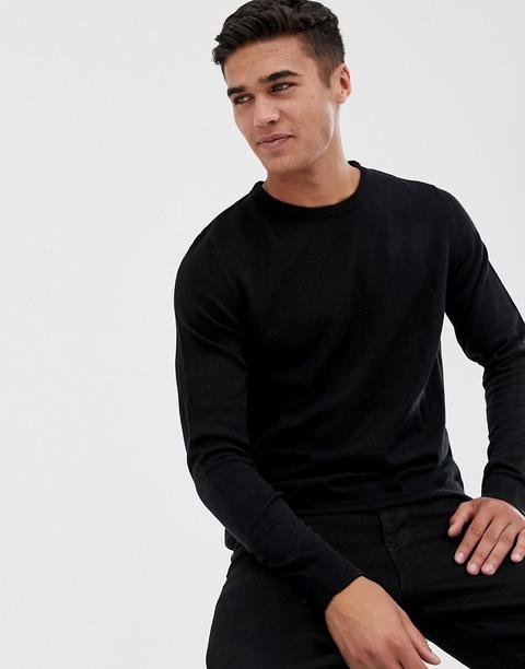 Threadbare - Maglione Basic Morbido Girocollo - Nero