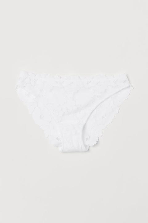 H & M - Slip Intimo Bikini In Pizzo - Bianco