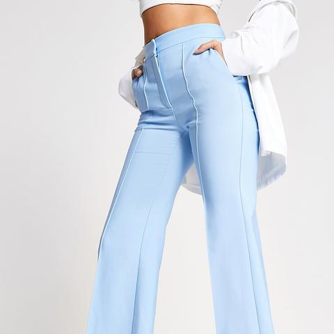light blue flared trousers