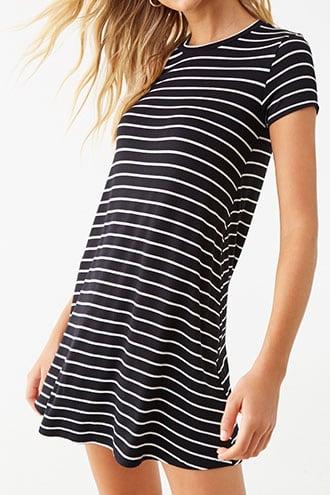 Forever 21 Striped T-shirt Dress , Black/cream