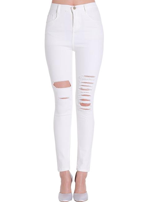 White Ripped Slim Denim Pant