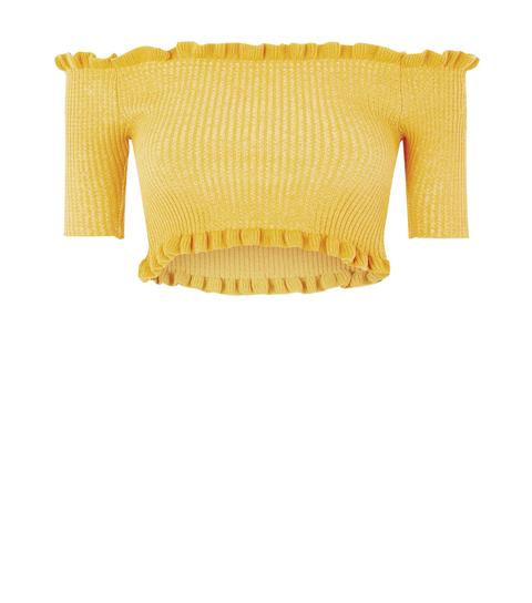 yellow bardot crop top